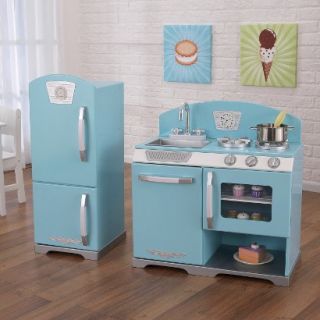 Blue Retro Kitchen and Refrigerator