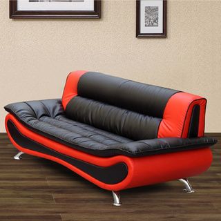 Christina Red/ Black Two tone Bonded Leather Sofa