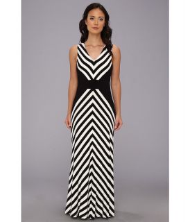 Calvin Klein Mitered Striped Maxi Dress Womens Dress (Black)