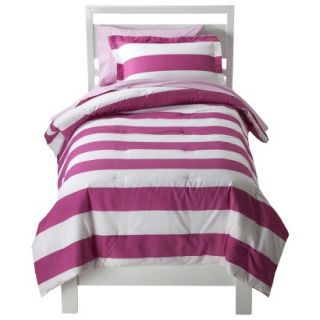 Circo Rugby Stripe Bed Set   Pink/White (Full)