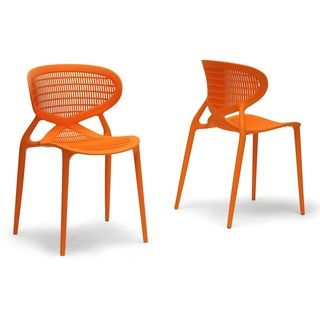 Baxton Studio Neo Orange Plastic Modern Dining Chairs (set Of 2)