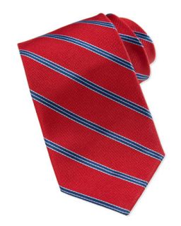 Striped Silk Tie, Red/Navy