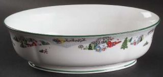 Lenox China Sleighride 10 Oval Vegetable Bowl, Fine China Dinnerware   Snow,Hou