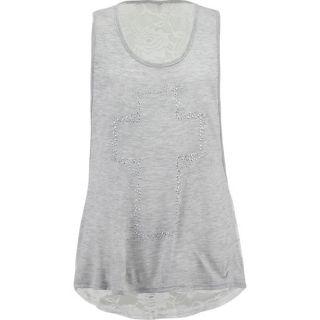 Cross Lace Back Girls Tank Grey In Sizes X Large, Medium, Small, Larg