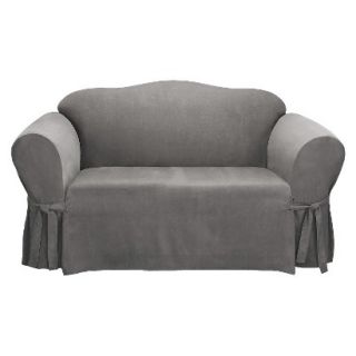 Sure Fit Soft Suede Loveseat Slipcover   Gray