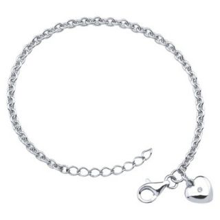 Little Diva Sterling Silver Bracelet with Diamond Accent Heart Charm   Silver
