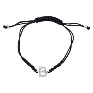 Silver Plated Crystal Wrap Bracelet with Initial B   Black