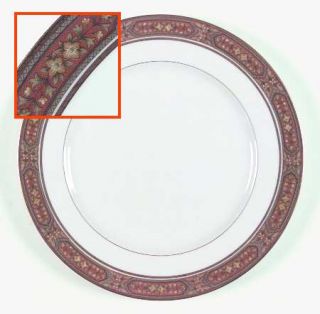 Sango Marabou Dinner Plate, Fine China Dinnerware   Yellow/Green Flowers On Red