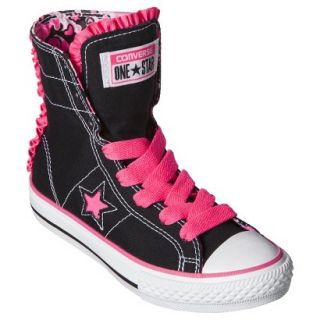 Girls Converse One Star Convertable High Top Sneaker   Black/Pink 5