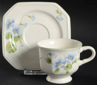 Mikasa Blue Bell Footed Cup & Saucer Set, Fine China Dinnerware   Continental,Mu