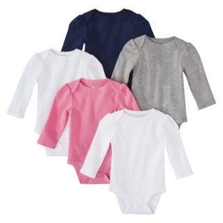 Circo Newborn Girls 5 Pack Long sleeve Bodysuit   Pink/Grey/Blue/White 3 M