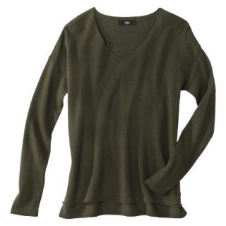 Mossimo Petites Long Sleeve V Neck Pullover Sweater   Paris Green XXLP
