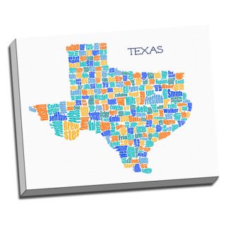 Texas Typography Map Wall Art
