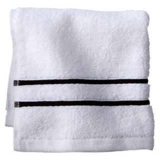 Fieldcrest Luxury Wash Cloth   White/Brown Stripe