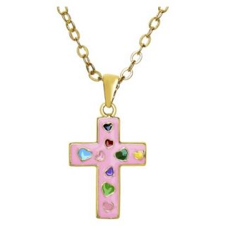 Lily Nily 18K Gold Overlay Enamel Childrens Cross Pendant   Pink