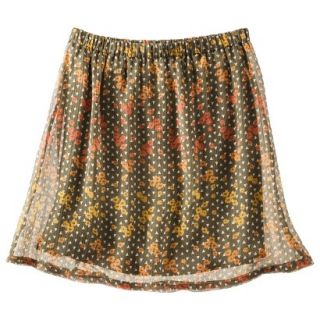 Mossimo Supply Co. Juniors Chiffon Crinkle Skirt   Green Print XL(15 17)