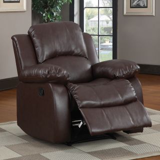 Coleford Brown Faux Leather Tufted Transitional Reclining Chair