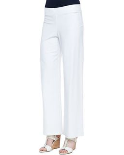 Womens Washable Crepe Boot Cut Pants, White   Eileen Fisher