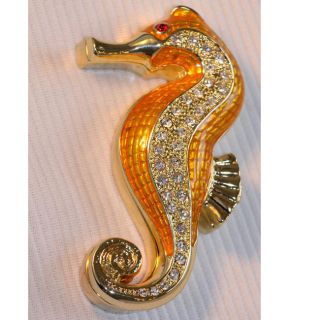 Cristiani Hand jeweled Austrian Crystal Pave Seahorse Trinket Box