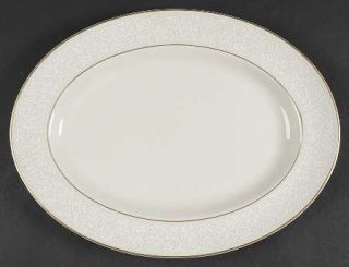 Pickard Lace 12 Oval Serving Platter, Fine China Dinnerware   White Flowers On