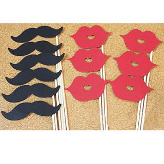 Moustache and Lip Photo Booth Props   12 Pieces