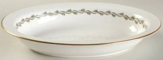 Wedgwood Chiltern 10 Oval Vegetable Bowl, Fine China Dinnerware   Green & Gray