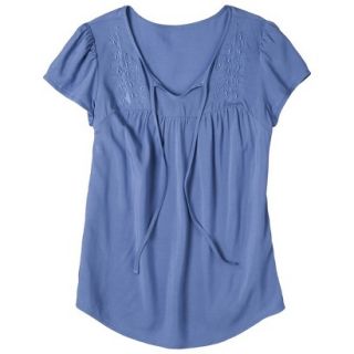 Mossimo Supply Co. Juniors Challis Embroidered Top   Blue S(3 5)