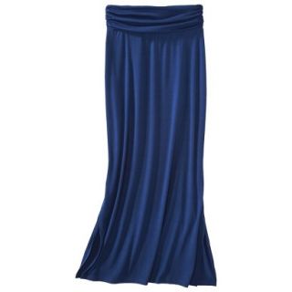 Merona Womens Knit Maxi Skirt w/Ruched Waist   Waterloo Blue   XS