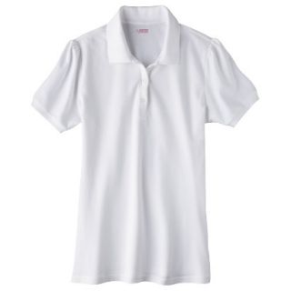 French Toast Girls School Uniform Short Sleeve Fitted Polo   White M