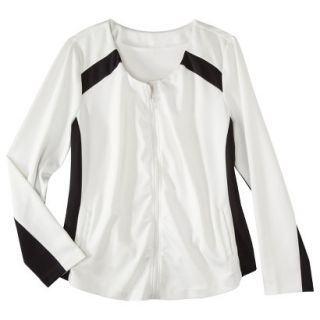 Mossimo Womens Plus Size Zip Front Scuba Jacket   White/Black 4