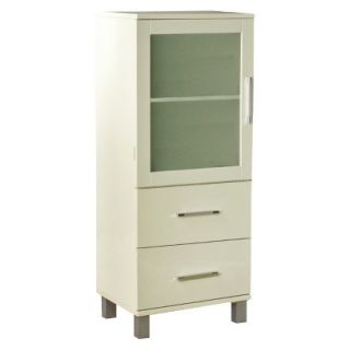 Target Display Cabinet TMS Frosted Pane 2 Drawer Floor Cabinet   White