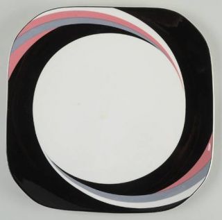 Sango Pinwheel Black 11 Round Platter/Chop Plate, Fine China Dinnerware   Quadr