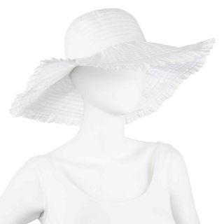 Scala Ribbon Floppy Hat, White, Womens