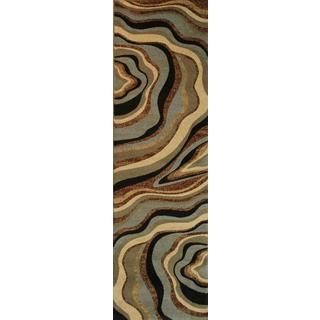 Abstract Waves Multi Blue Runner Rug (23 X 73)