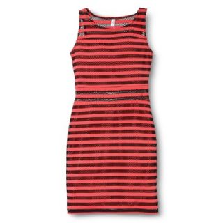 Xhilaration Juniors Striped Bodycon Dress   Coral S(3 5)