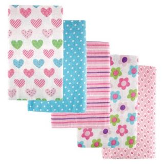 Luvable Friends 5pk Flannel Receiving Blankets 5Pk   Pink Patterns