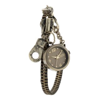 Decree Womens Zipper Strap Watch, Gold