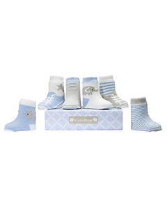 Elegant Baby Infants Six Piece Knit Sock Set   Light Blue