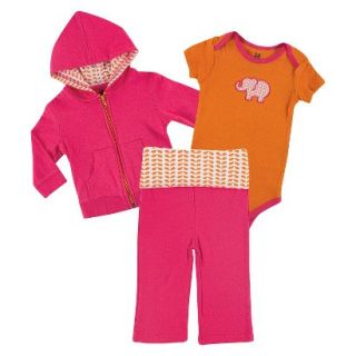 Yoga Sprout Newborn Girls Bodysuit and Pant Set   Pink/Orange 6 9 M