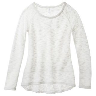 Xhilaration Juniors High Low Sweater with Crochet Trim   White XS(1)