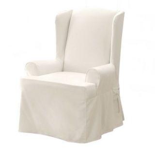 Sure Fit Twill Supreme Wing Chair Slipcover   White