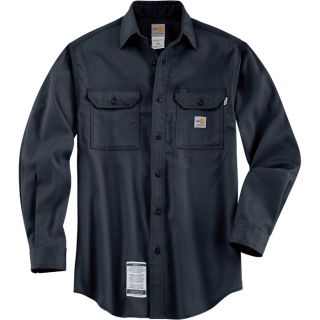 Carhartt Flame Resistant Work Dry Twill Shirt   Navy, Medium Tall, Model FRS003