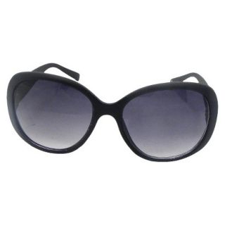 Womens Mad Love Round with Embossed Temple Sunglasses   Black