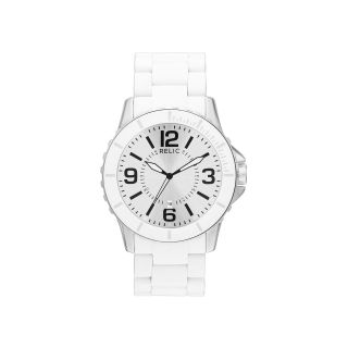 RELIC Mens White Silicone Wrapped Stainless Steel Watch