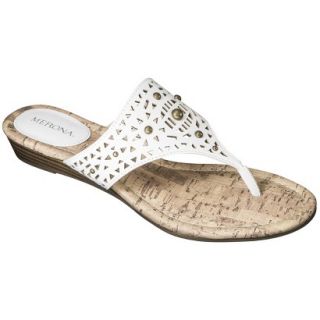 Womens Merona Elisha Perforated Studded Sandals   White 8