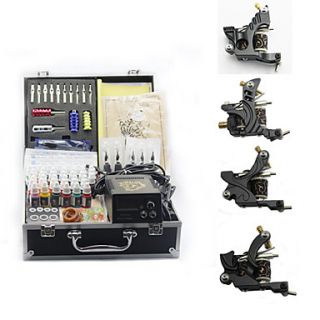4 Cast Iron Tattoo Gun Kit for Lining and Shading (40 8ml Colors Included)