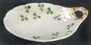 Belleek Pottery (Ireland) Shamrock Handled Butter Server, Fine China Dinnerware