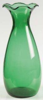 Anchor Hocking Forest Green Crimped Vase   Forest Green,Glassware 40S 60S