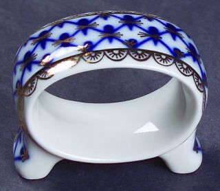 Lomonosov Cobalt Net Napkin Ring, Fine China Dinnerware   Cobalt Blue&Gold Net D