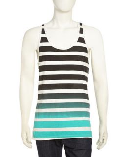 Ombre Striped Jersey Tank Top, Honeydew